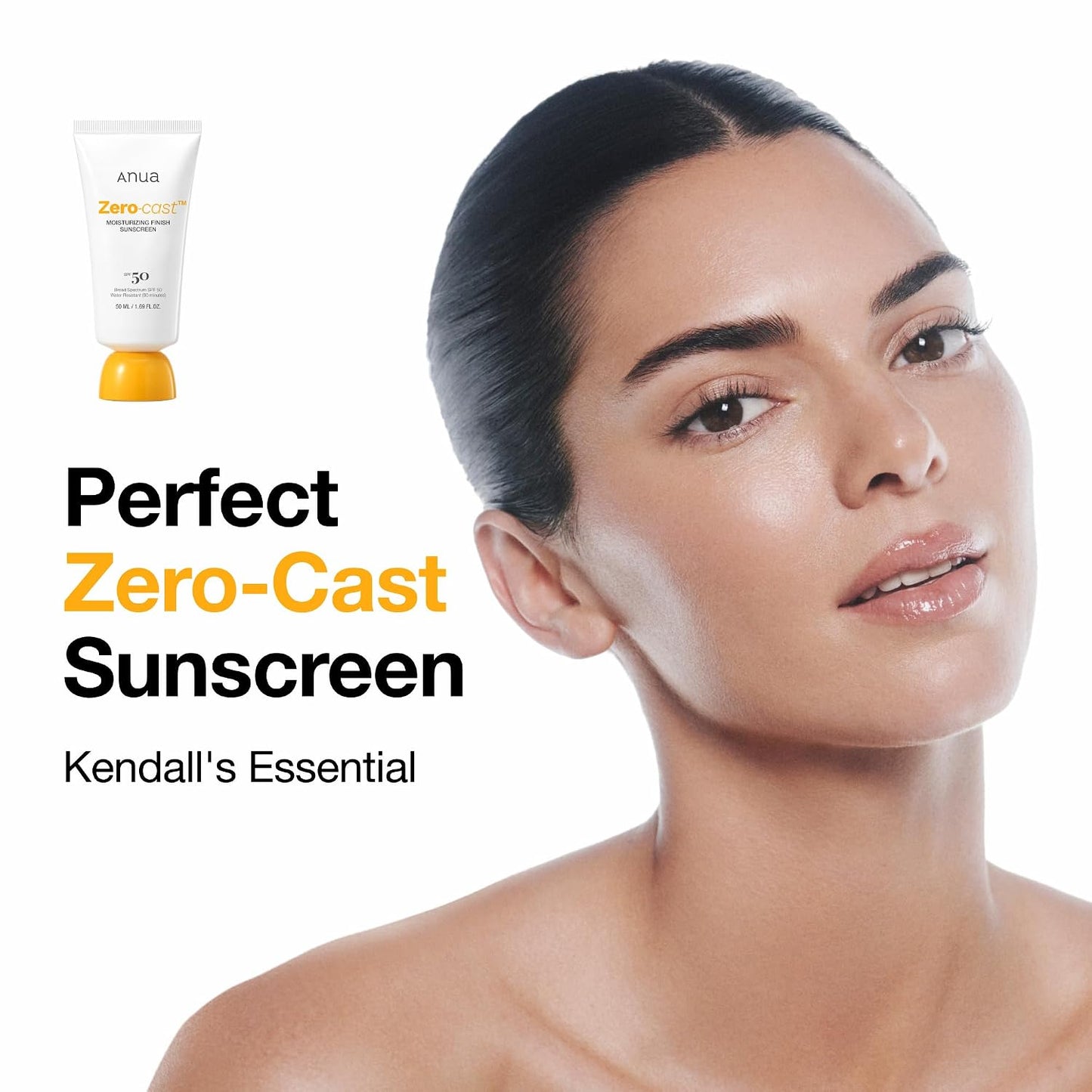 HOTAnua, Zero-Cast Moisturizing Sunscreen SPF 50, Glow Natural Sunscreen for face, No White Cast, Hyaluronic Acid, Niacinamide, Oil-Free, Korean Skincare, 1.69 fl oz