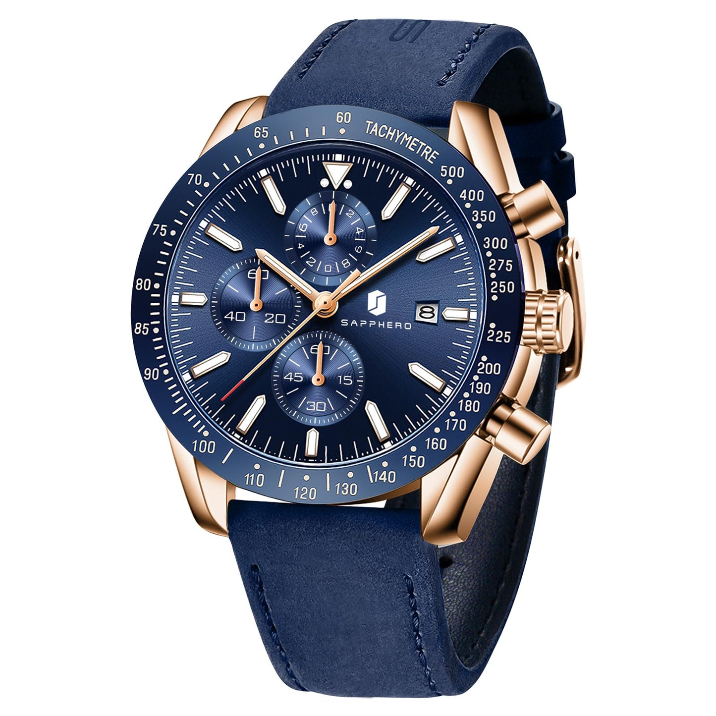 HOTBENYAR Mens Watches Quartz Movement Chronograph Leather Strap Fashion Business Sport Design 30M Waterproof Scratch Resistant Elegant Gifts for Men