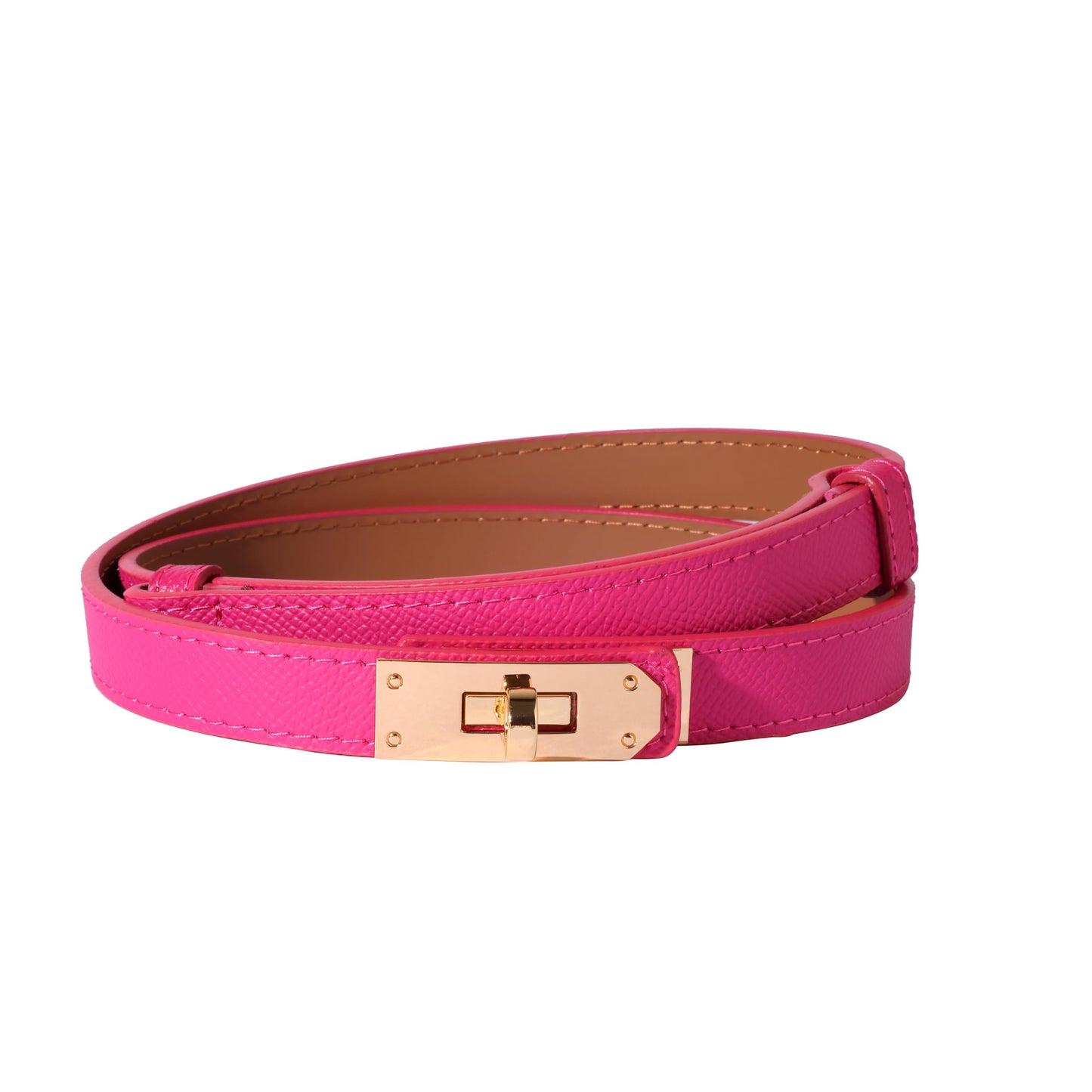HOTOvekaut Women Skinny Leather Belt Solid Color Alloy Turn Lock Adjustable Waistband for Dresses Jeans Coats