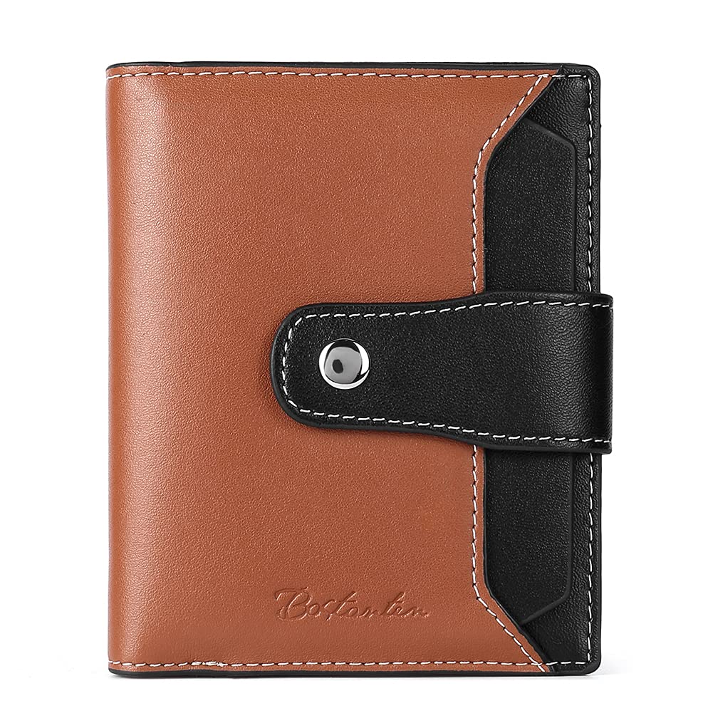 HOTBOSTANTEN Women Leather Wallet RFID Blocking Bifold Zipper Pocket Wallet Card Case Purse with ID Window