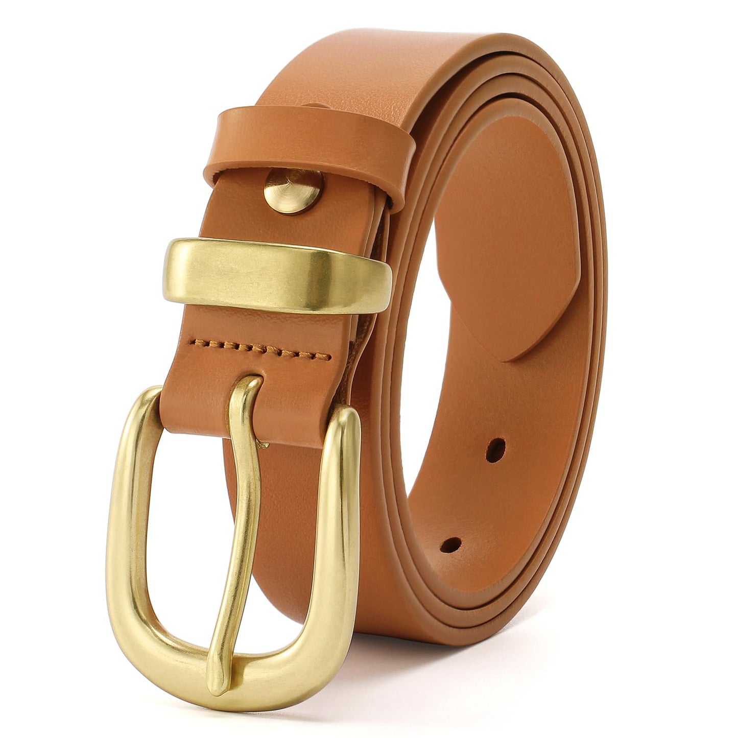 HOTWomens Belts for Jeans 1.1" Width Ladies Belts for Dresses Full Grain Leather Gold Buckle Belt Gift Box