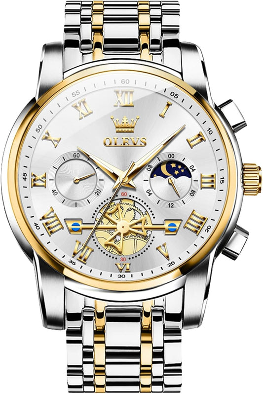 HOTOLEVS Watches Men Waterproof Luxury Big Face Mens Watch Stainless Steel Quartz Analog Dress Watches for Men Luminous Multifunction Man Watch Relojes De Hombre