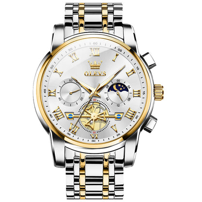 HOTOLEVS Watches Men Waterproof Luxury Big Face Mens Watch Stainless Steel Quartz Analog Dress Watches for Men Luminous Multifunction Man Watch Relojes De Hombre