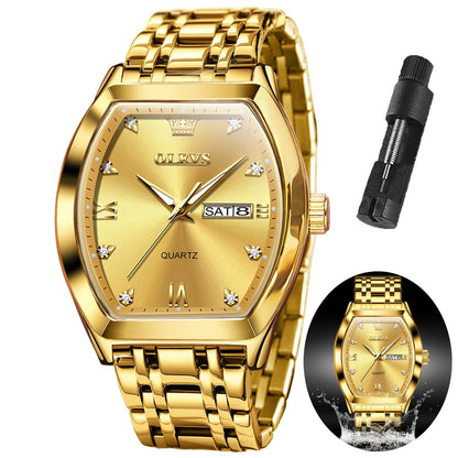 HOTOLEVS Mens Watches Luxury Business Analog Quartz Watches for Men with Stainless Steel Dress Date Waterproof Luminous Wrist Watches | Luxury Rectangle Face Tonneau Silver or Gold Stainless Steel Dress Watches for Men Roman Numerals with Black/Blue/White