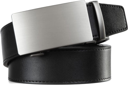 HOTFounders & C Men's Ratchet Belt 1 3/8",Leather Dress Belt Adjustable with Click Sliding Buckle Trim to Exact Fit