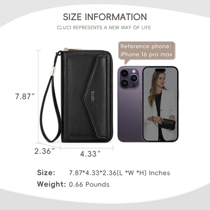 HOTCLUCI Wallet Women Capacity Wristlet Purse for Women Long Ladies Wallet RFID Blocking Multi Credit Card Holder