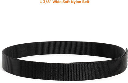 HOTTACNEX No-Scratch Nylon Belt 1 3/8" No Metal Buckle Belt w/Hook & Loop Closure TSA Approved for Work Travel Mechanic Driver