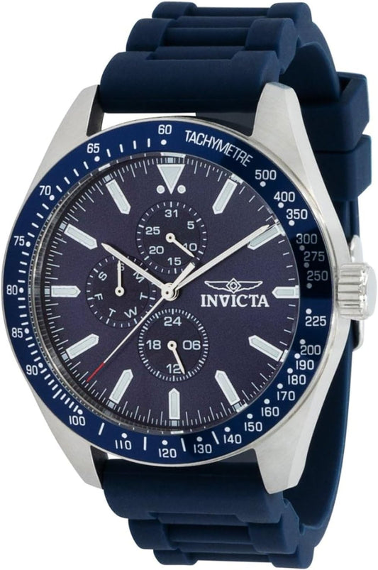 HOTInvicta Men's Aviator 45mm Silicone Quartz Watch, Blue (Model: 38401)