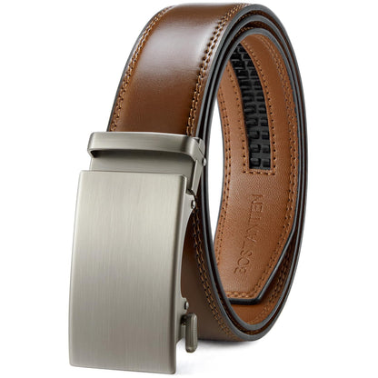 HOTBOSTANTEN Mens Belt Leather Ratchet Belt For Men Dress and Casual with Adjustable Buckle, Trim to Fit