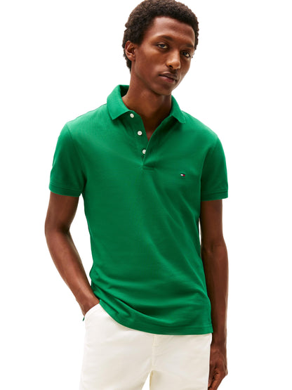 HOTTommy Hilfiger Men's Short Sleeve Polo Shirts in Slim Fit with Stretch and Organic Pique Cotton