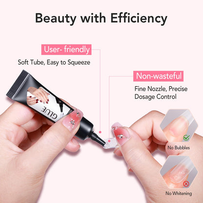HOTCurvlife Newly Upgraded Quick Drying 10g Semi Solid Nail Glue with 10ml Remover for Press On Nails Tips No Need for UV Lamp Long Lasting Fake Acrylic Nails Kit Glue Gel