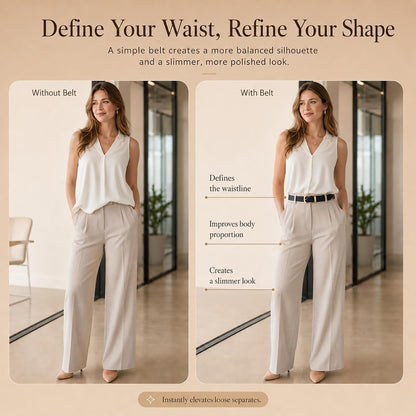 HOTRISANTRY Women's Leather Belts with Gold Buckle Fashion Leather Waist Belt Elegant Ladies Belts for Jeans Gifts for Women