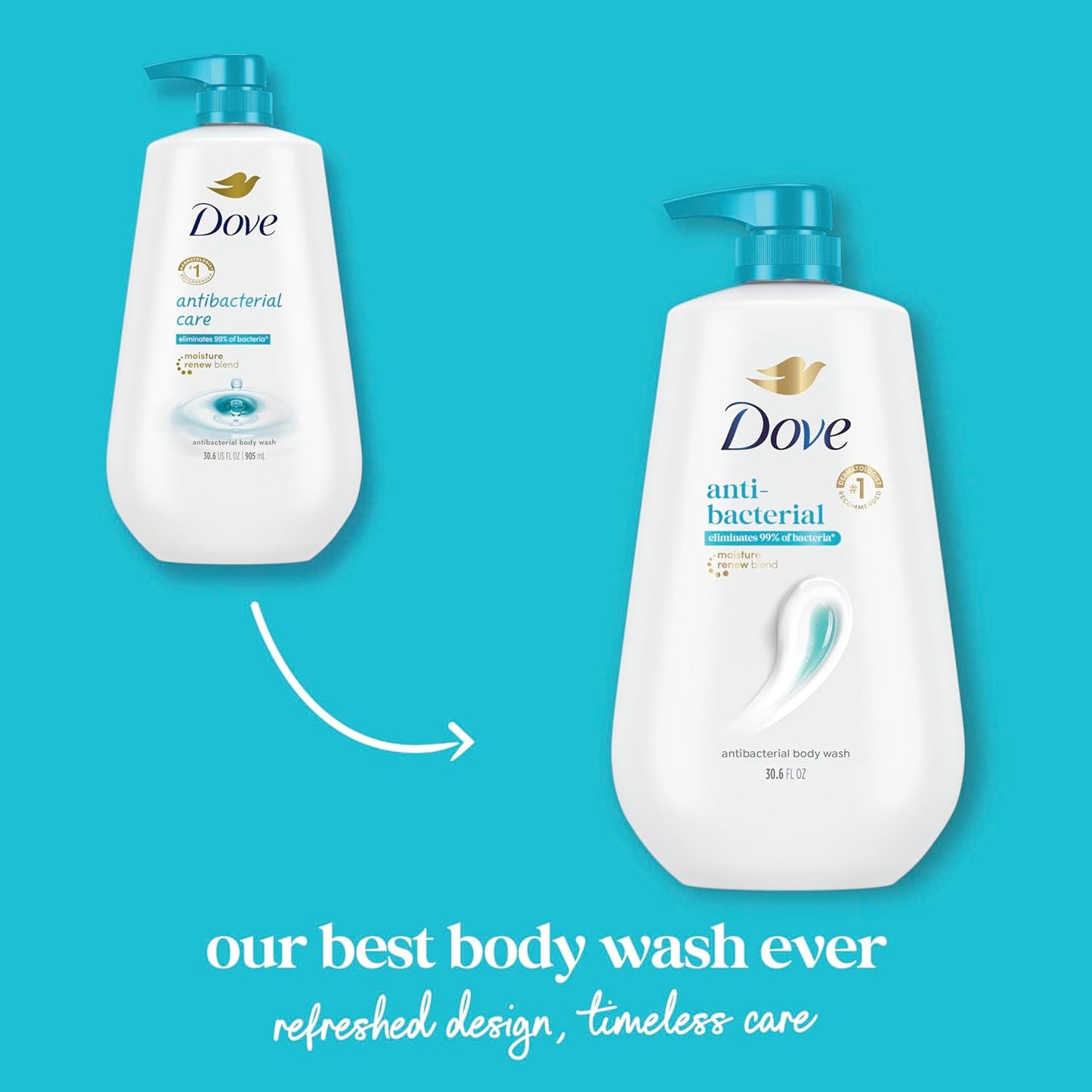 HOTDove 24hr Lotion Antibacterial Body Wash with Pump, 30.6 oz | Eliminates 99% of bacteria while helping protect skin from dryness and leaving skin soft