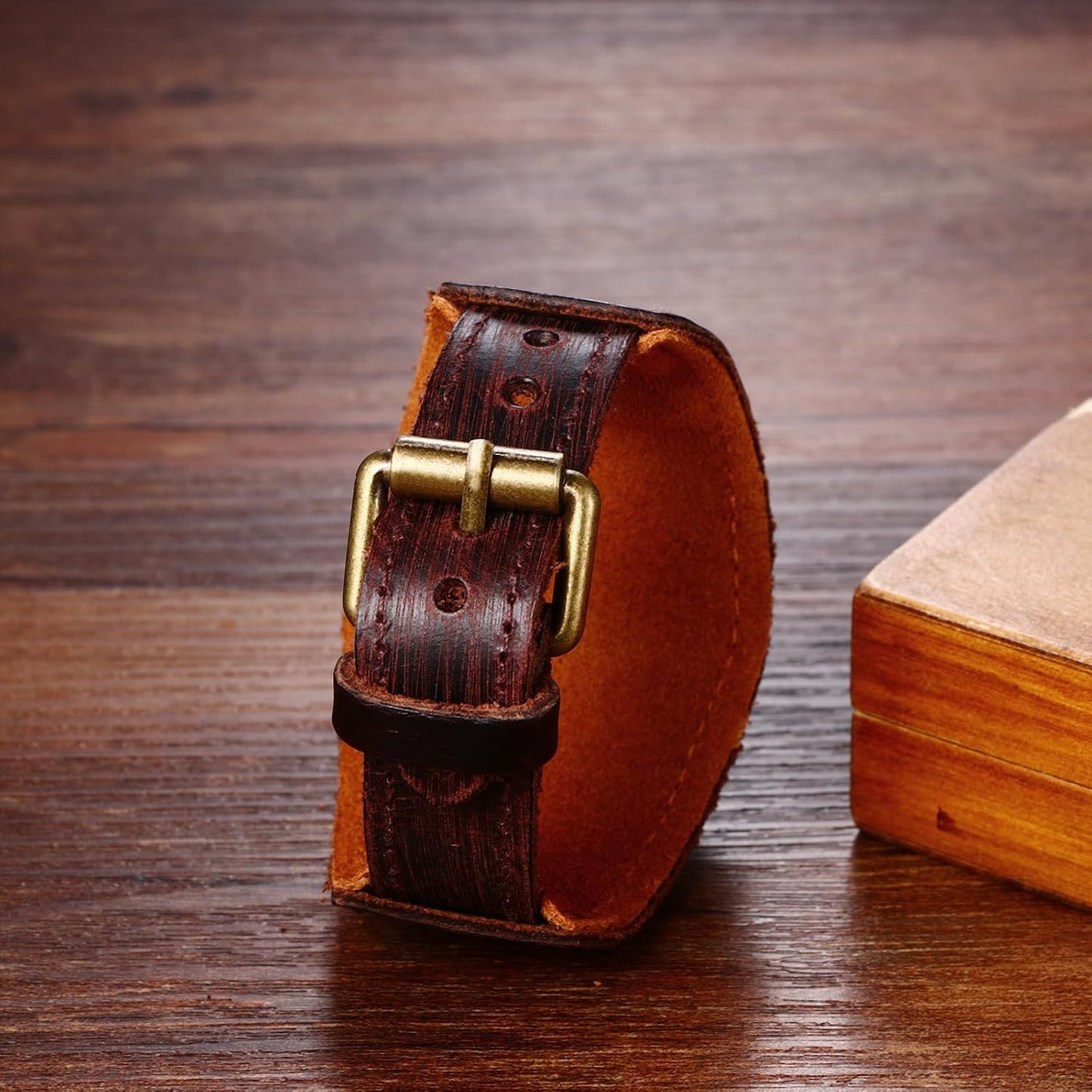 HOTAvaner Men's Vintage Leather Watches: Retro Punk Wide Band Cuff Steampunk Analog Quartz Wrist Watch