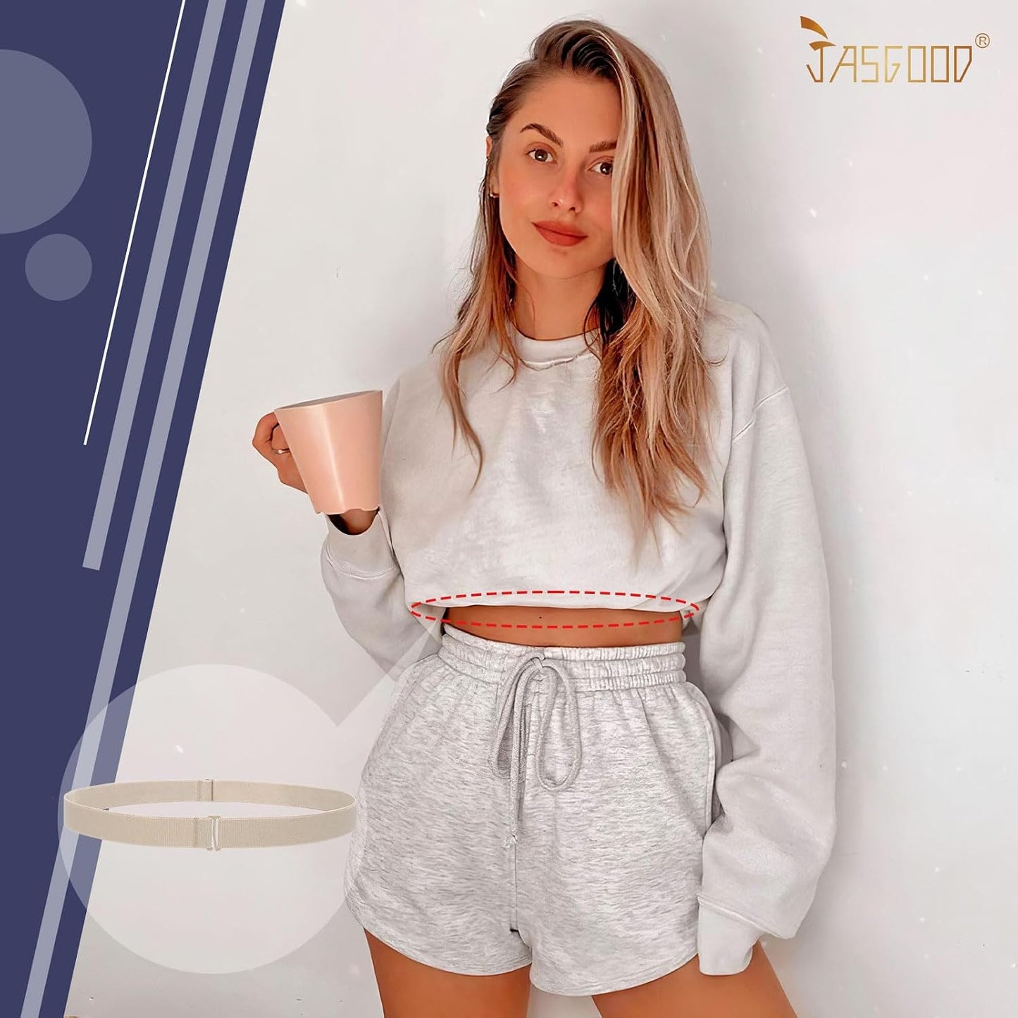 HOTJASGOOD Crop Top Tuck Waist Band Adjustable Band Tucking Sweaters Shirts Elastic Stretch Belts for Women Change Style of Tops