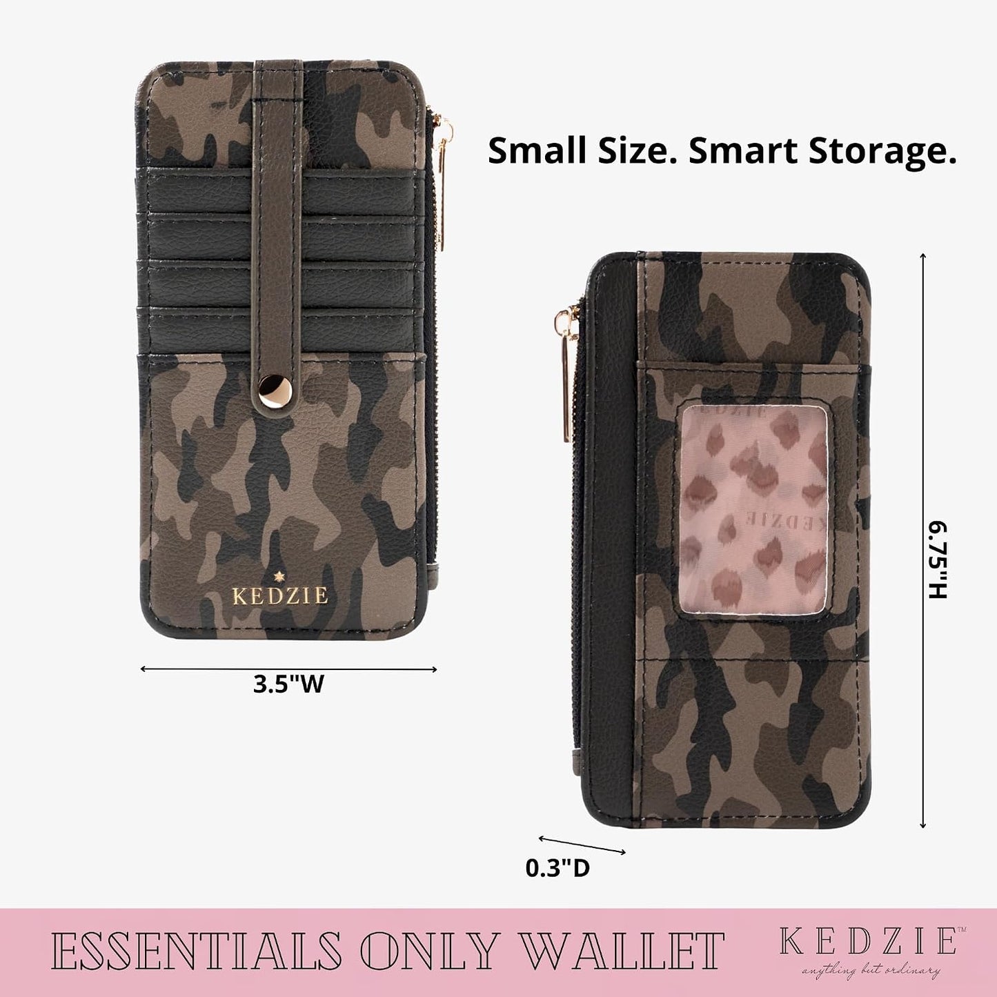 HOTKEDZIE Essentials Women's ID Wallet in Vegan Leather - Glamoflauge