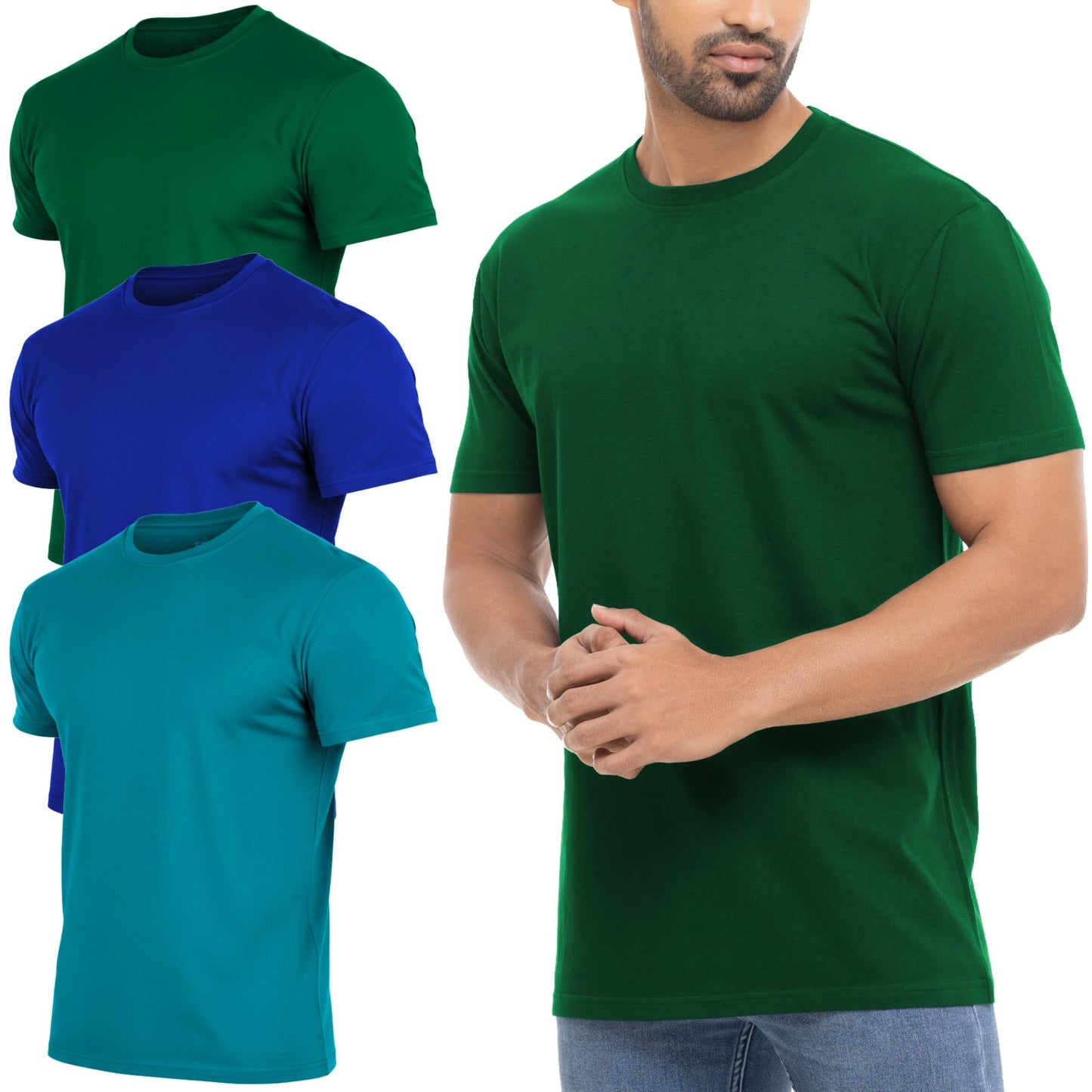 HOTMens T-Shirts Multipack 100% Cotton Crew Neck Shirt Short Sleeve Regular Shirts for Man Plain Men's Tee Gifts Packs