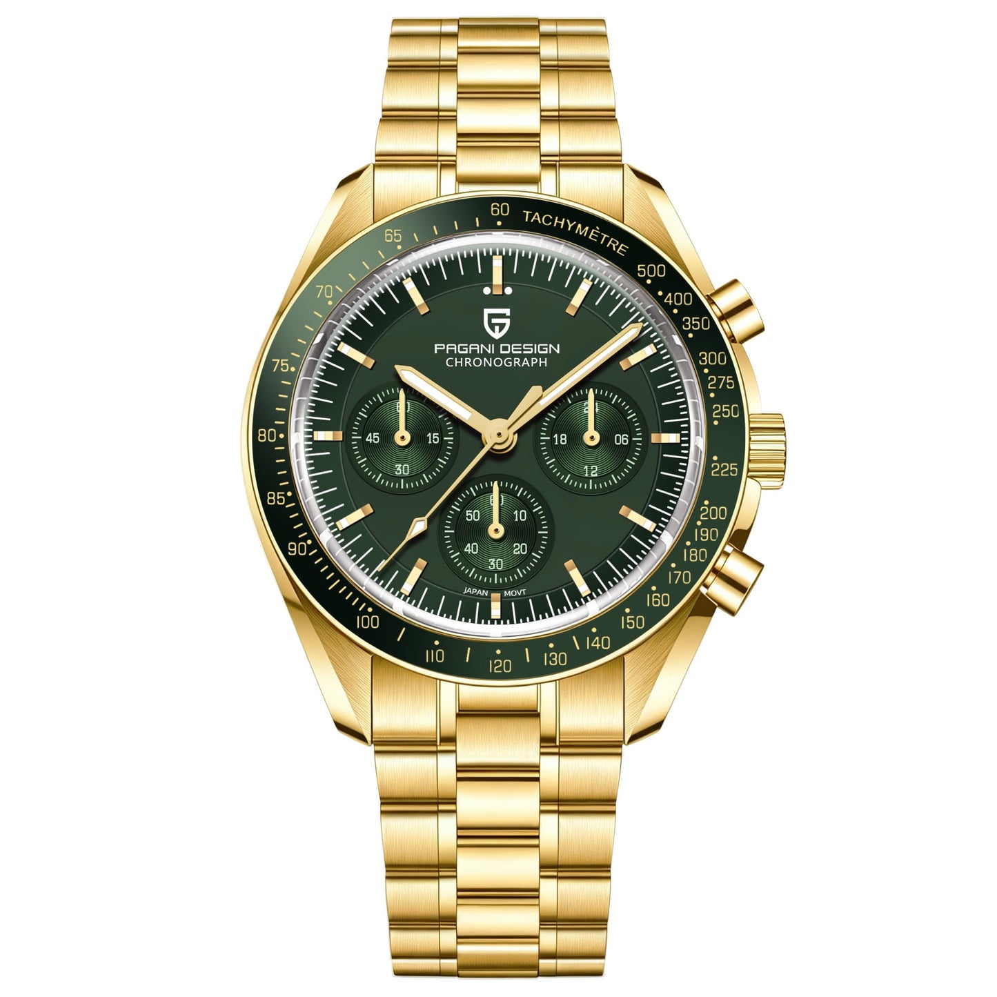 HOTHaiQin Pagani Design 1701 V6 Moon Wristwatch Homage Men's Quartz Chronograph Watches VK63 Movement Stianless Steel Construction 100M Waterproof Fashion Sport Watch