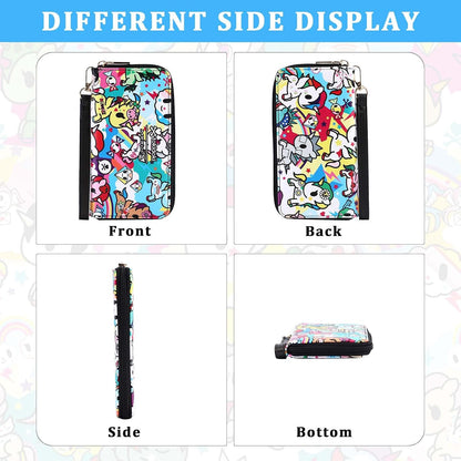 HOTtokidoki Cute Wallet for Women, Wristlet Clutch Purse with Coin Pouch, Zipper Leather Card Holder & Phone Wallet