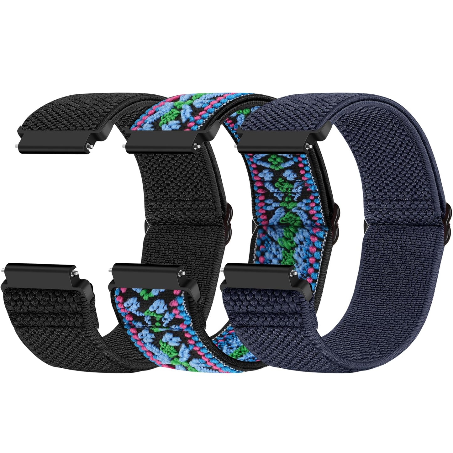 HOTCompatible with 16mm 18mm 19mm 20mm 22mm 24mm Watch Bands Quick Release Replacement Wristband,Adjustable Stretchy Nylon Solo Loop Straps Fabric Braided Sport Elastic Bands for Men Women