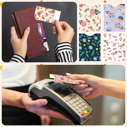 HOT32 Pcs Credit Card RFID Sleeves Flower Blocking Include 24 Credit Card Sleeves 8 Passport Protectors Waterproof Identity Theft Protection Women RFID Protector