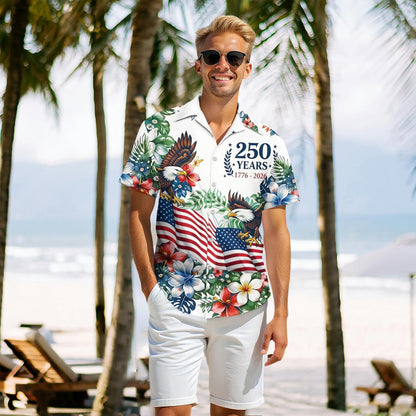 HOT250Th Anniversary USA Hawaiian Shirt for Men, 1776-2026 Patriotic Short Sleeve Shirt, Independence Day Gifts
