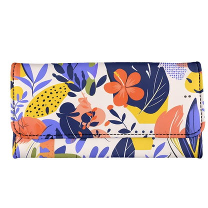 HOTNovelty Jeans Print Womens Wallets Leather Clutch, Vintage Denim Block Patch Design Long Wallet for Women Blue Credit Card Holder with Coin Purse ID Window