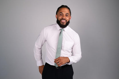 HOT&COLLAR Mens Long Sleeve White Dress Shirt, Slim and Athletic Fit | 4 way stretch, wrinkle resistant, breathable, recycled fabric blend, machine washable, office and church ready