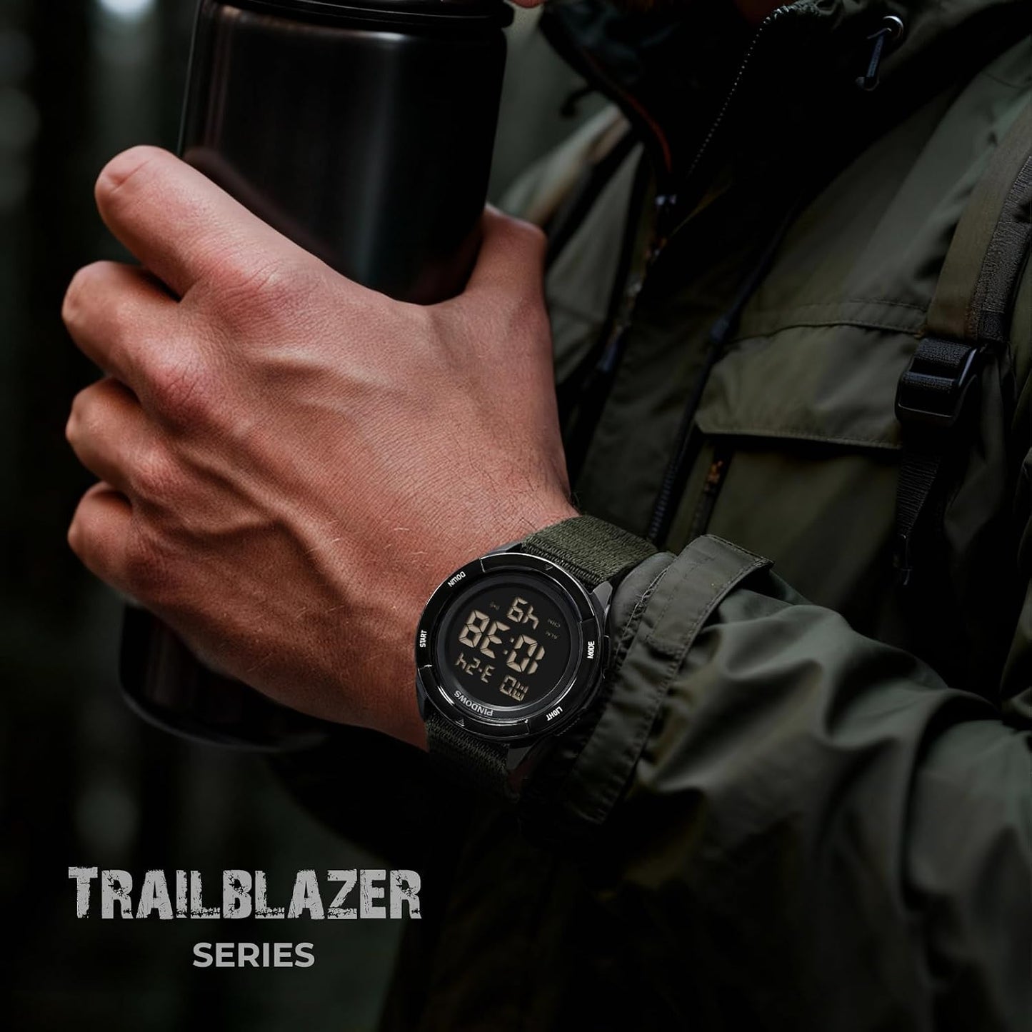 HOTPINDOWS Men's Digital Watch, 50M Waterproof Military Tactical Sport | 10M drop-resistant case, 3X bright LED backlight, and an infinitely adjustable breathable nylon band for a custom fit
