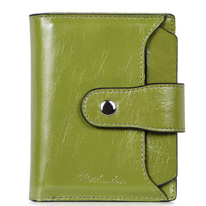 HOTBOSTANTEN Women Leather Wallet RFID Blocking Bifold Zipper Pocket Wallet Card Case Purse with ID Window