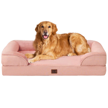 HOTEHEYCIGA Orthopedic Dog Beds for Extra Large Dogs 44x32Inch, Polyurethane Foam XL Pet Bed with Sides, Non-Slip and Egg-Crate Foam Big Dog Couch Bed with Washable Removable Cover, Grey