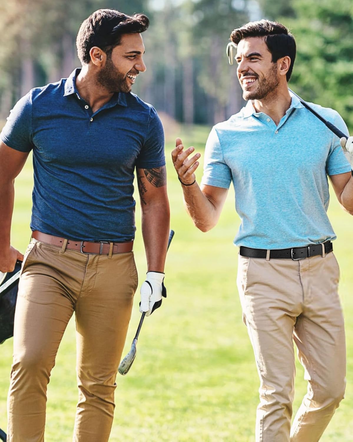 HOTBOSTANTEN Belt Men Leather Reversible Belts for Men 1 3/8" for Casual Golf Dress Pants, Two-in-One Belt Gift