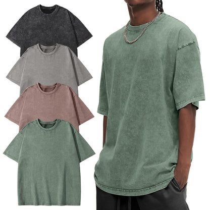 HOTEiscntd Mens Oversized T-Shirts Heavyweight Cotton Vintage Unisex Baggy Tee