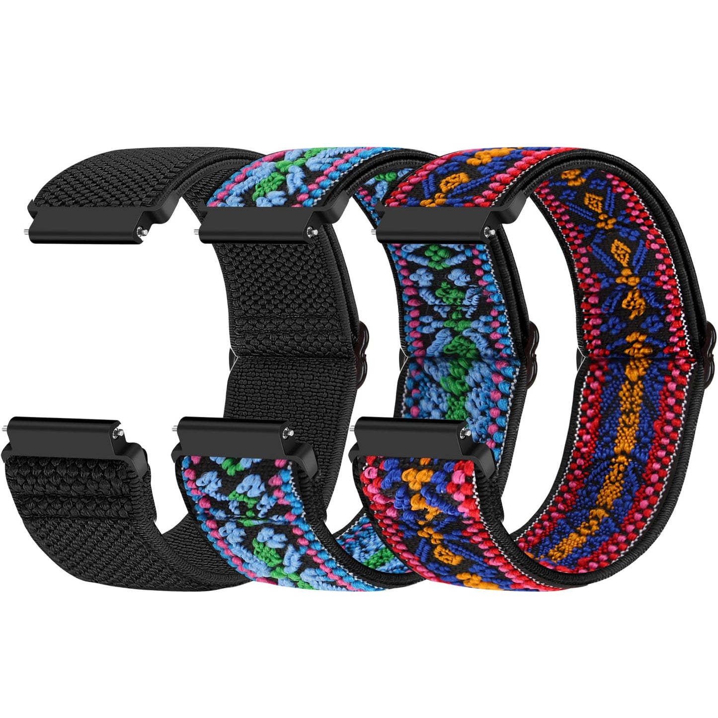 HOTCompatible with 16mm 18mm 19mm 20mm 22mm 24mm Watch Bands Quick Release Replacement Wristband,Adjustable Stretchy Nylon Solo Loop Straps Fabric Braided Sport Elastic Bands for Men Women