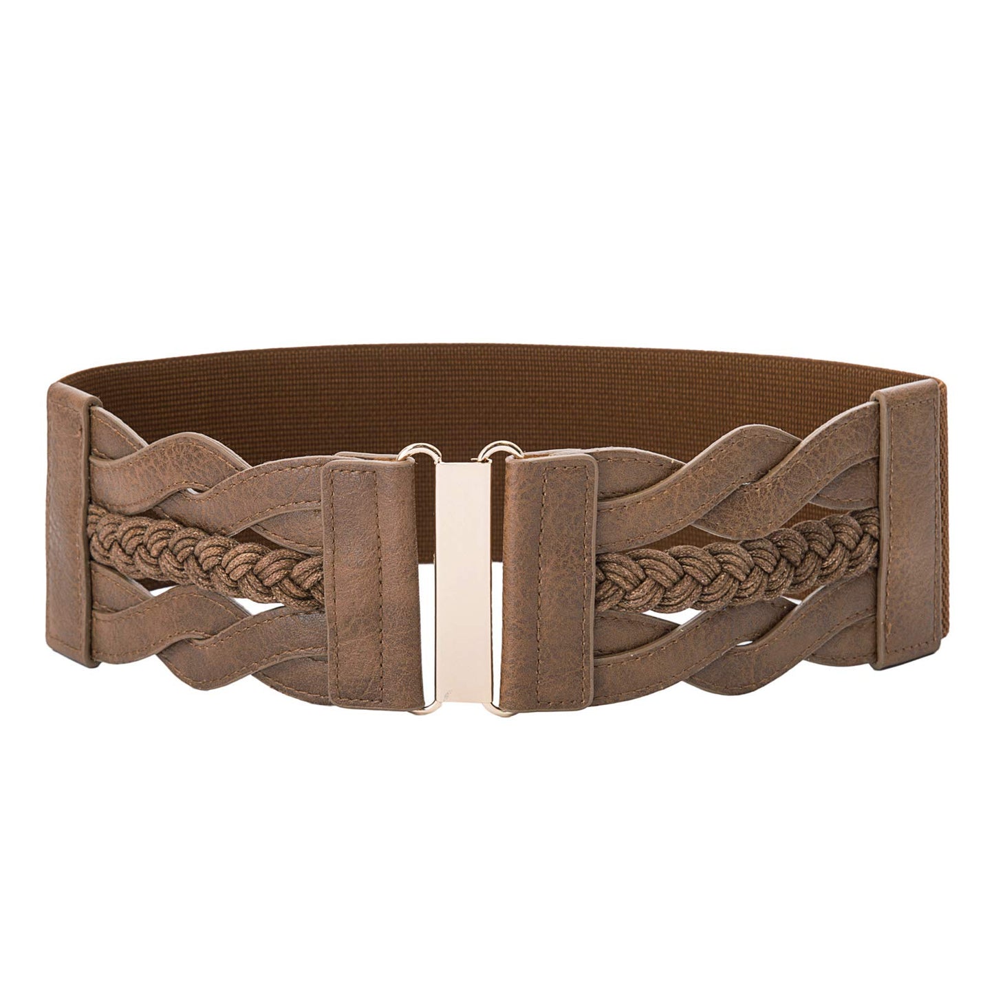 HOTGRACE KARIN Wide Belts for Women Elastic Waist Belt | 3 inch wide stretchy waistband, Woven design, Golden buckle, For dresses skirt, Vintage casual boho western style