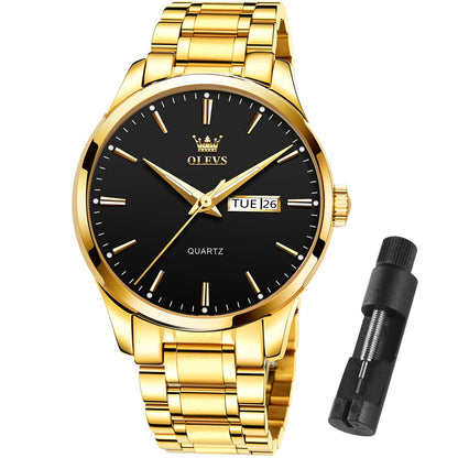 HOTOLEVS Mens Gold Watches Waterproof Stainless Steel Lightweight Watch with Date Classic Luxury Dress Watch for Men Gold White Blue Green Dial