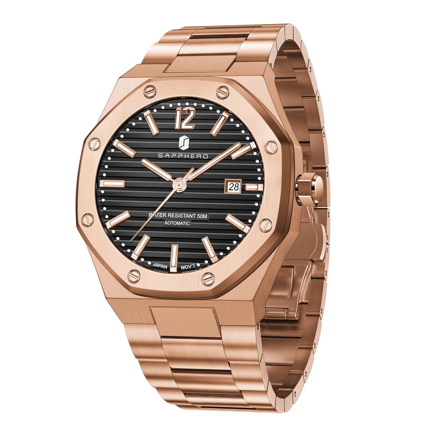 HOTSAPPHERO Men's Watches Stainless Steel Chronograph Waterproof Quartz-Business Casual Dress Watch for Men Luminous Date Gold/Silver/Black Design-Easy-to-Read Luxury Dial-Leather Unique Elegant Gift