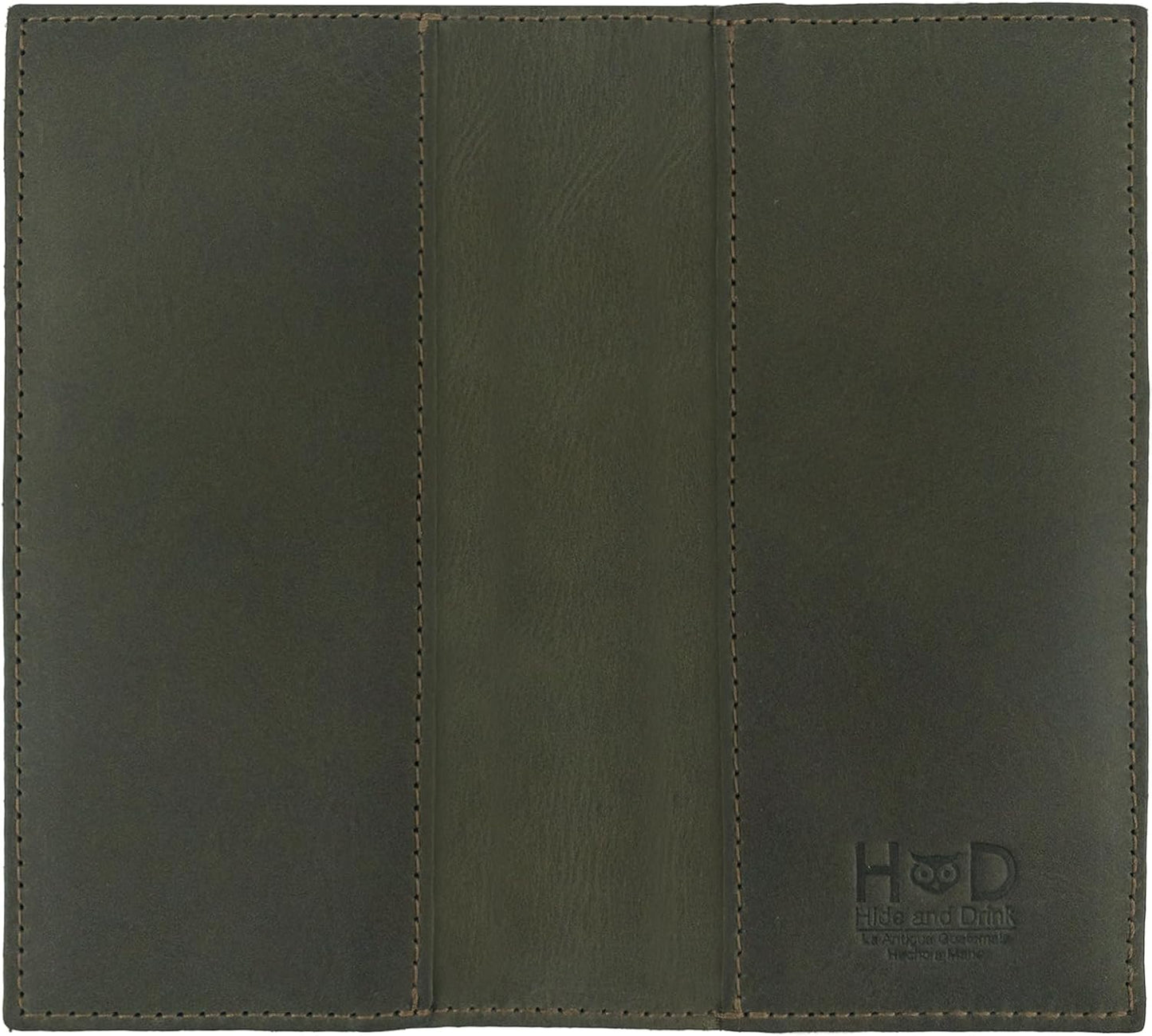 HOTHide & Drink, Checkbook Cover, Minimalist Organizer for Personal or Business Finances, Bill Holder, Full Grain Leather, Handmade, Bourbon Brown