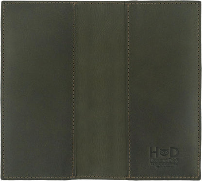 HOTHide & Drink, Checkbook Cover, Minimalist Organizer for Personal or Business Finances, Bill Holder, Full Grain Leather, Handmade, Bourbon Brown