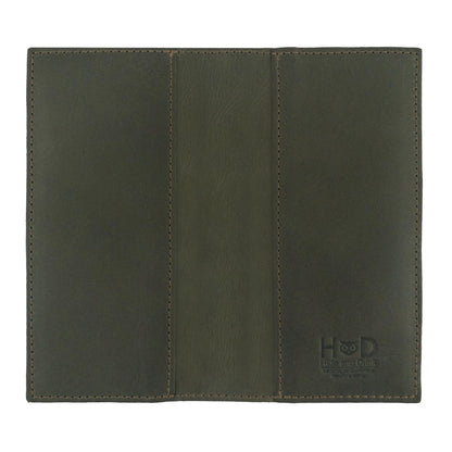 HOTHide & Drink, Checkbook Cover, Minimalist Organizer for Personal or Business Finances, Bill Holder, Full Grain Leather, Handmade, Bourbon Brown