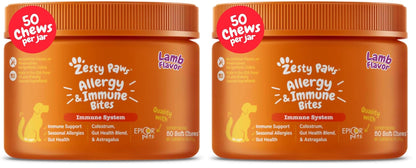 HOTZesty Paws Dog Allergy Relief Chews, Dog Probiotics for Itchy Skin and Ears, Salmon, 90ct