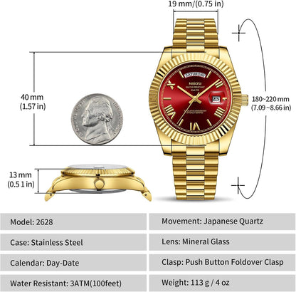 HOTNIBOSI Men Watches Analog Quartz Stainless Steel Rose Gold Silver Watches for Men Waterproof Business Classic Desiger Wrist Watch with Day Date