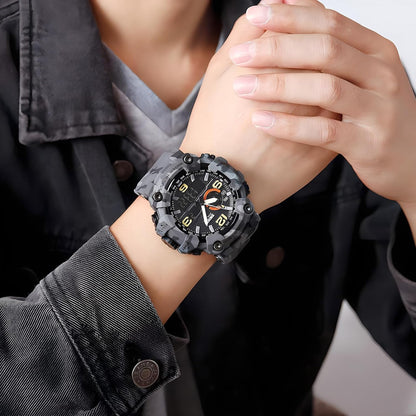 HOTGosasa Men's Large Face Outdoor Sports Watches Military S-Shock Watch Waterproof, Backlight, Alarm, Stopwatch Features - Rugged Wristwatch for Training, Hiking, and Adventure