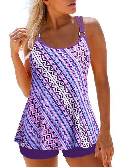 HOTROSEWE 2025 Tankini Swimsuits for Women, Two Piece Bathing Suits with Shorts, Modest Tank Top Swim Dress