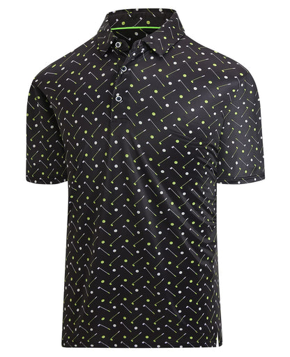 HOTHodaweisolp Golf Shirts for Men Dry Fit Print Moisture Wicking Performance Short Sleeve Polo Shirt