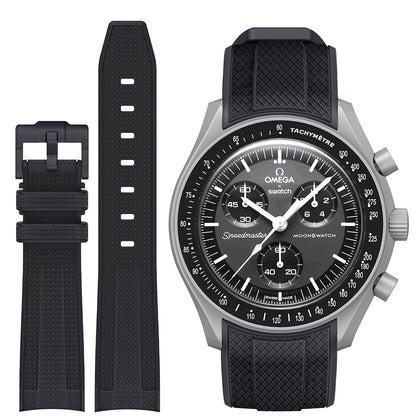 HOTStanchev Strap for Omega x Swatch MoonSwatch/Rolex Watch 20mm,Soft Silicone Omega X Swatch Moonswatch Speedmaster Replacement Strap,Curved No Gap Moonswatch Swatch strap for Men Women (Black1)