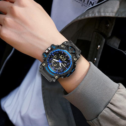 HOTKXAITO Men's Watches Sports Outdoor Waterproof Military Wrist Watch Date Multi Function Tactics LED Alarm Stopwatch