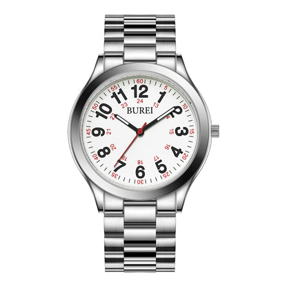 HOTBUREI Men's Wrist Watch, Analog Stainless Steel Dress Waterproof Quartz Watch for Men with Japanese Movement,Refined Gifts for Men, Boyfriend, Husband, Dad