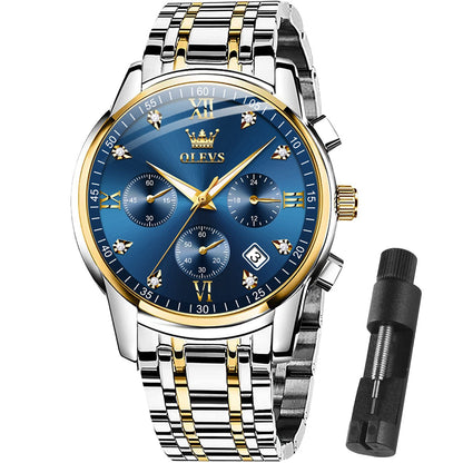 HOTOLEVS Men Multifunction Watch, Multi Dial Waterproof Luminous Chronograph Men's Watch with Date Gift for Men,Stainless Steel Watches for Men,Classic Men Wrist Watch
