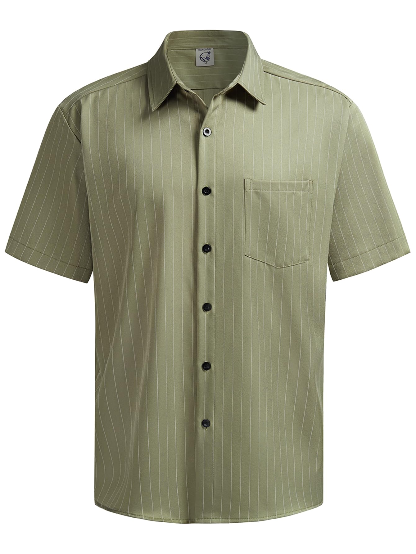 HOTHardaddy Men's Casual Striped Shirts Button Down Short Sleeve Blouse Summer Hawaiian Shirt